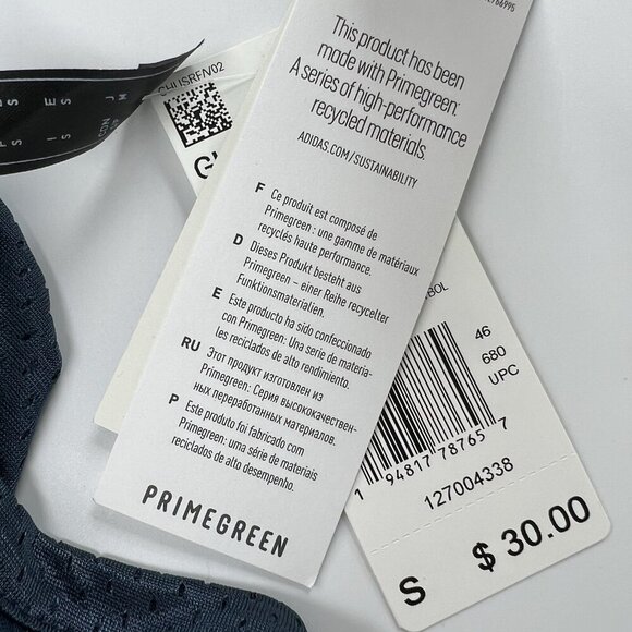 Adidas Men's Small Primegreen Basketball Mesh Tank Top Navy Blue Classic Stripes - Picture 7 of 7